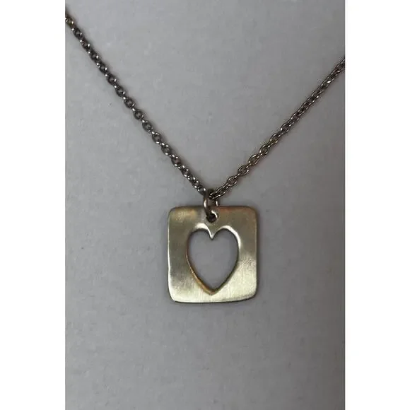Open Heart Pendant 18" Necklace 14k Yellow Gold over 925 Solid Silver New Gift - Picture 3 of 3